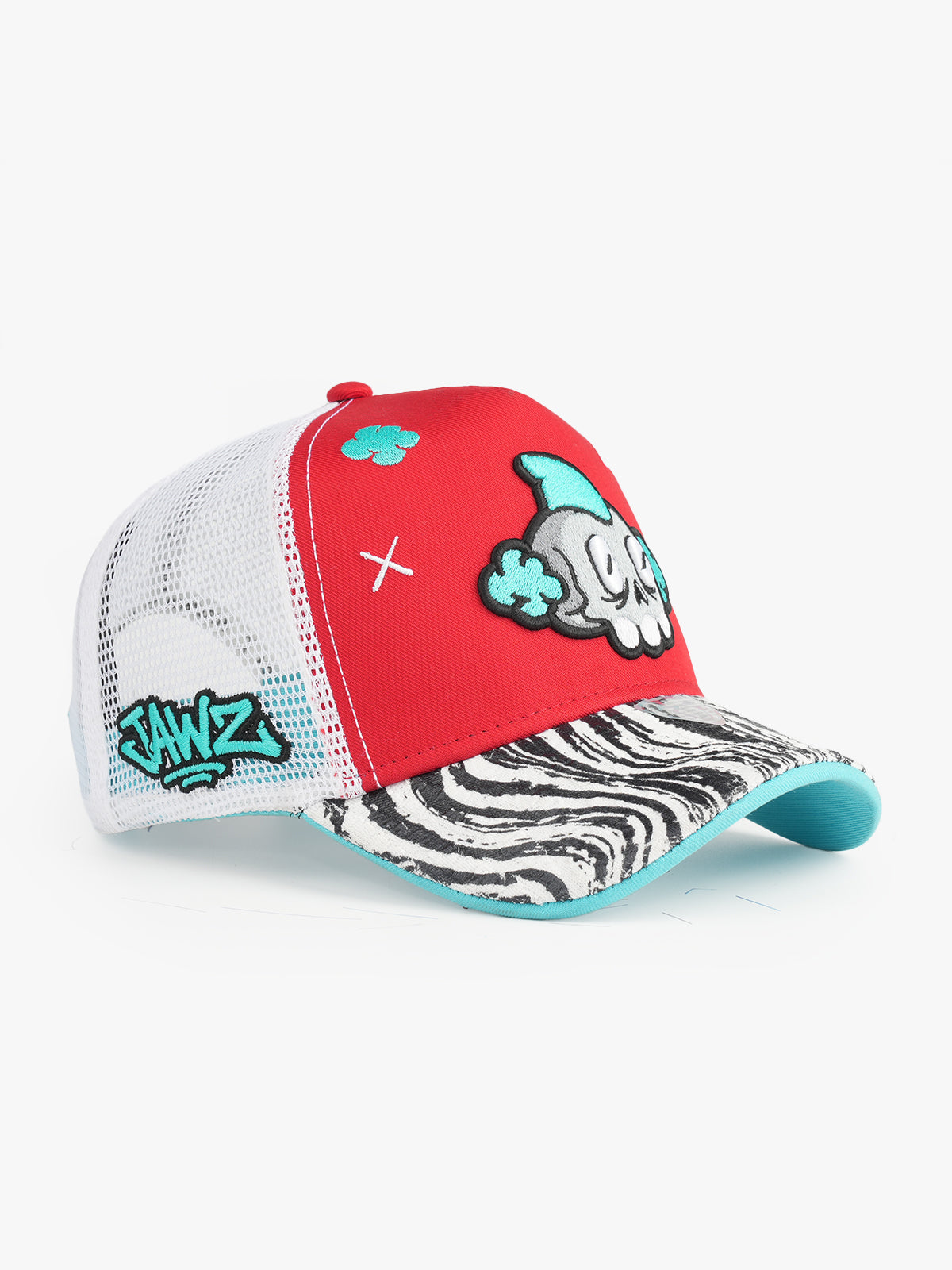 Jawz Red Trucker Cap detail view 3