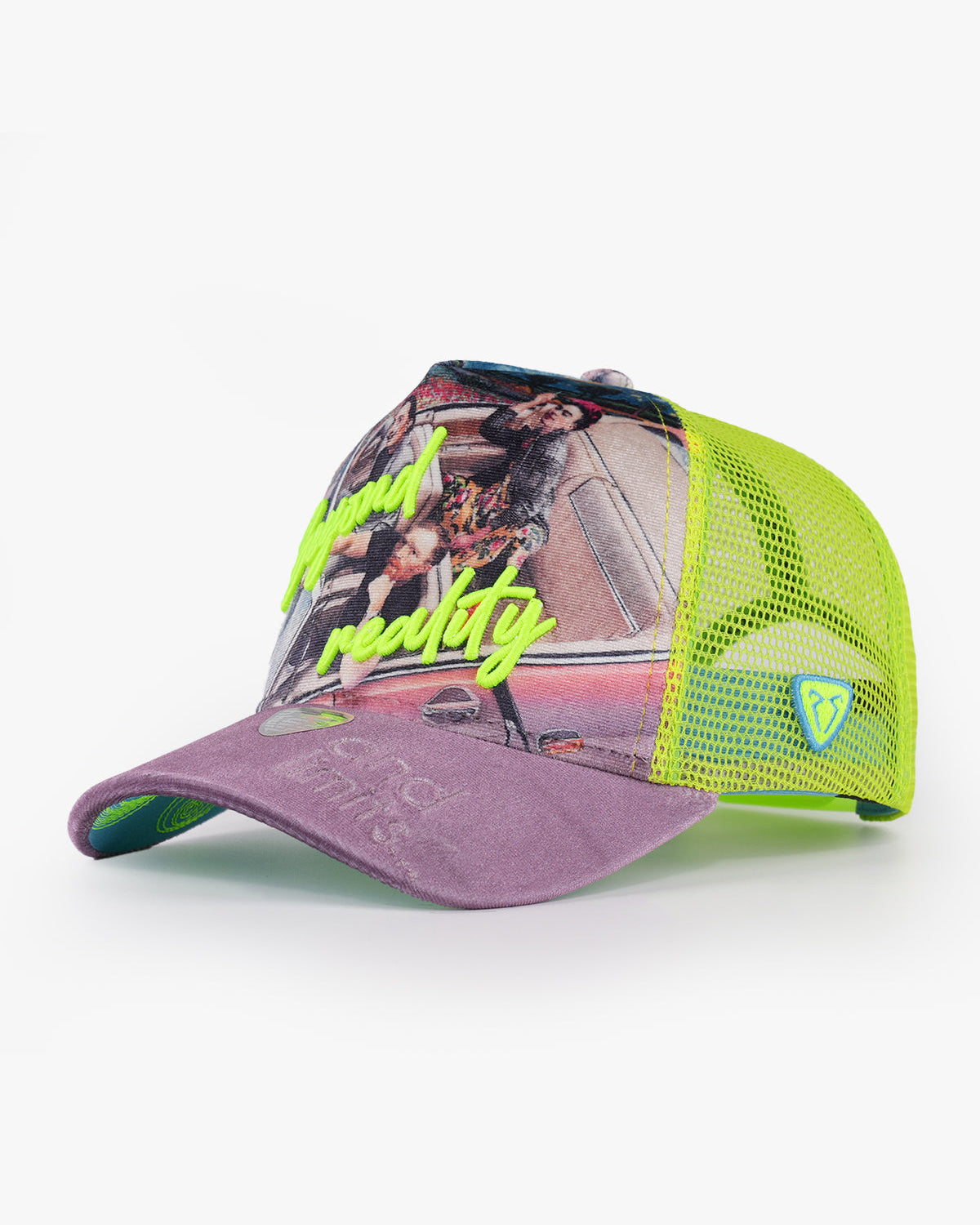 Frida Pink & Neon Green Trucker Cap front view