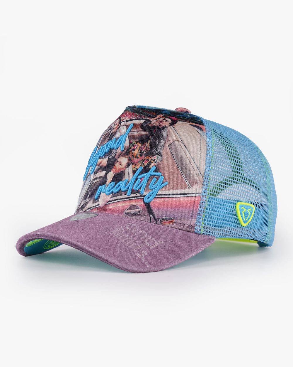 Frida Pink & Blue Trucker Cap front view