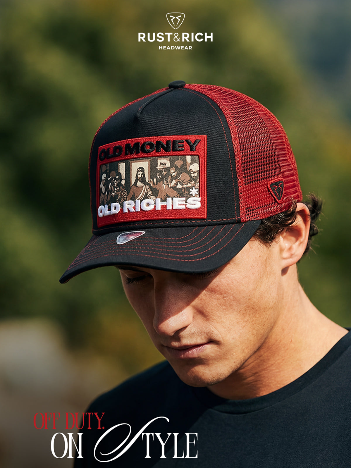 Old Money Black Trucker Cap detail view 2