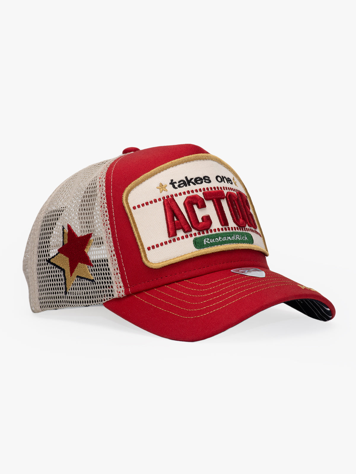Side view of Actor Red Trucker Hat
