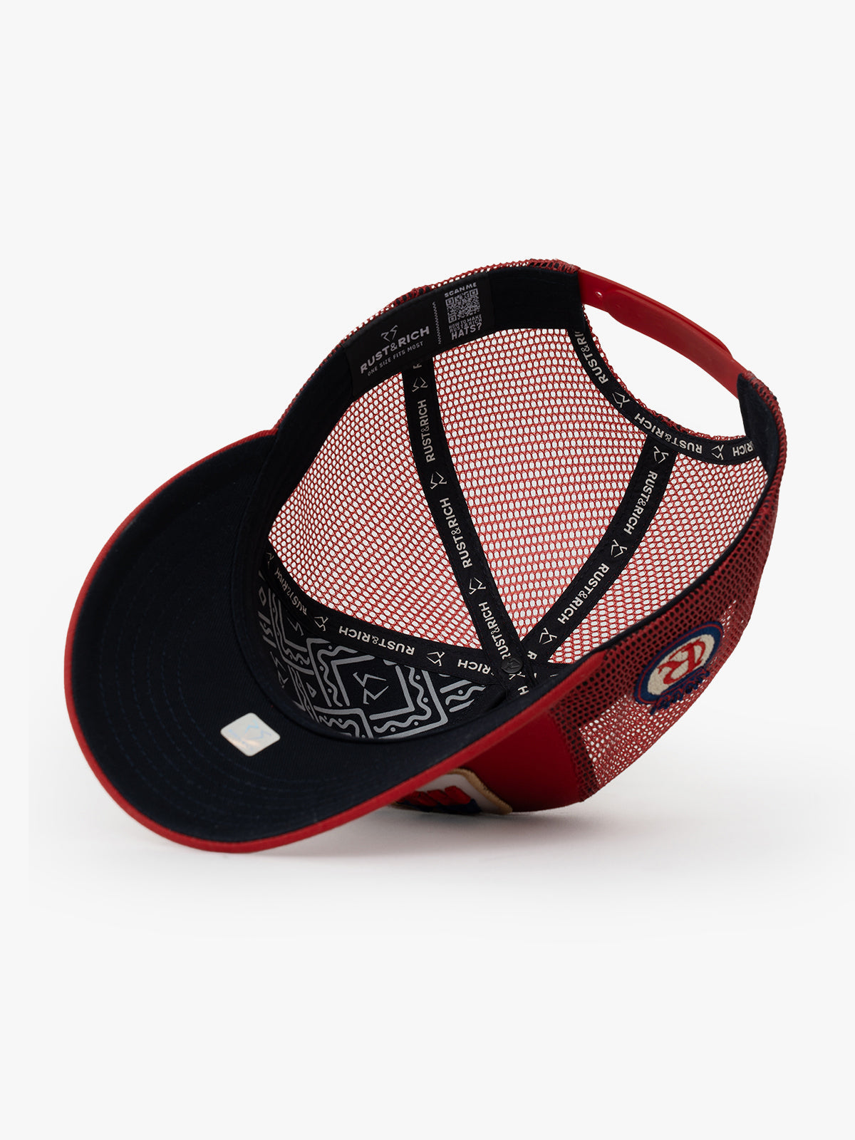 All Rights Reserved Red Trucker Hat on a white background