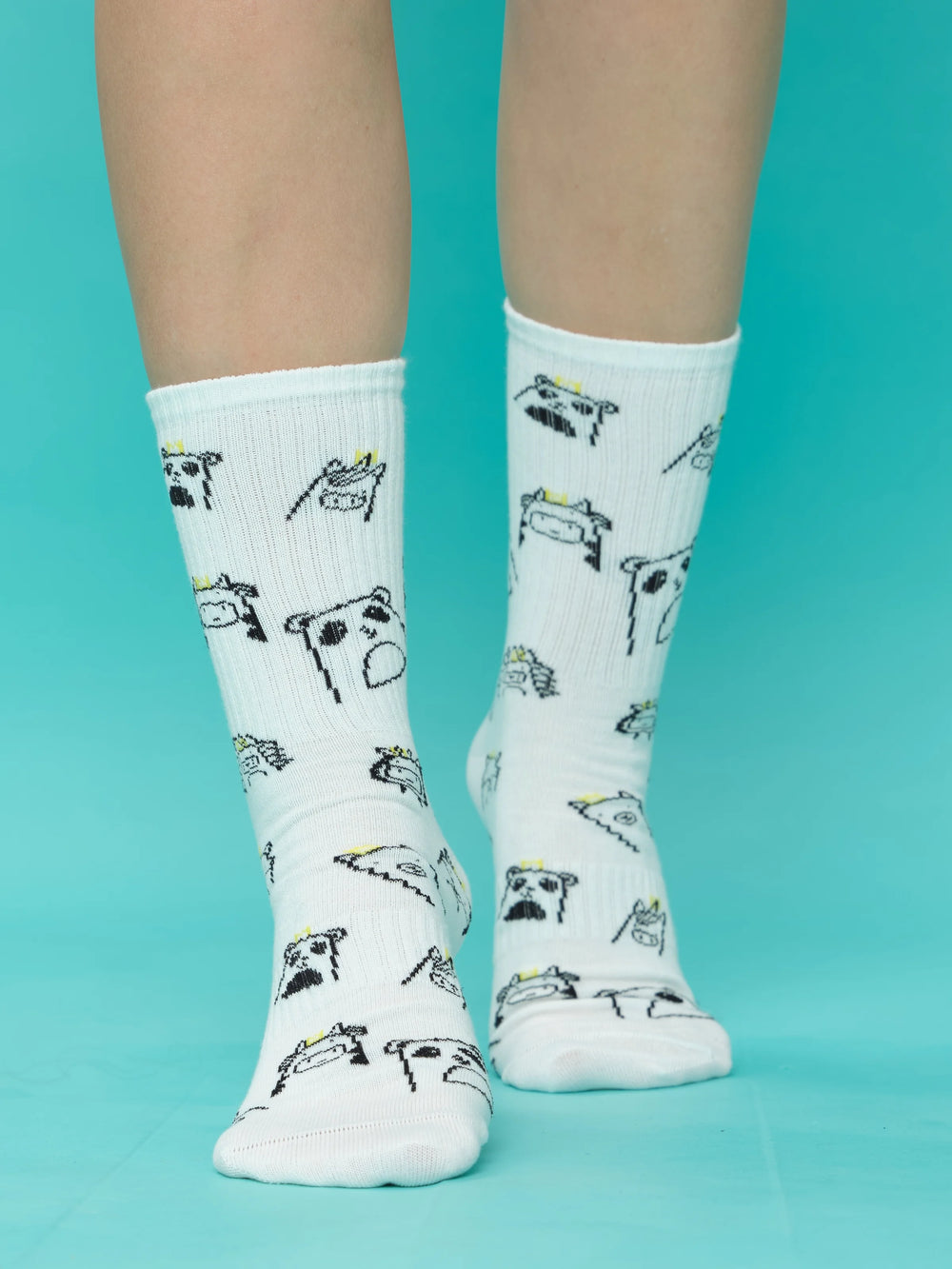 front view of animal socks
