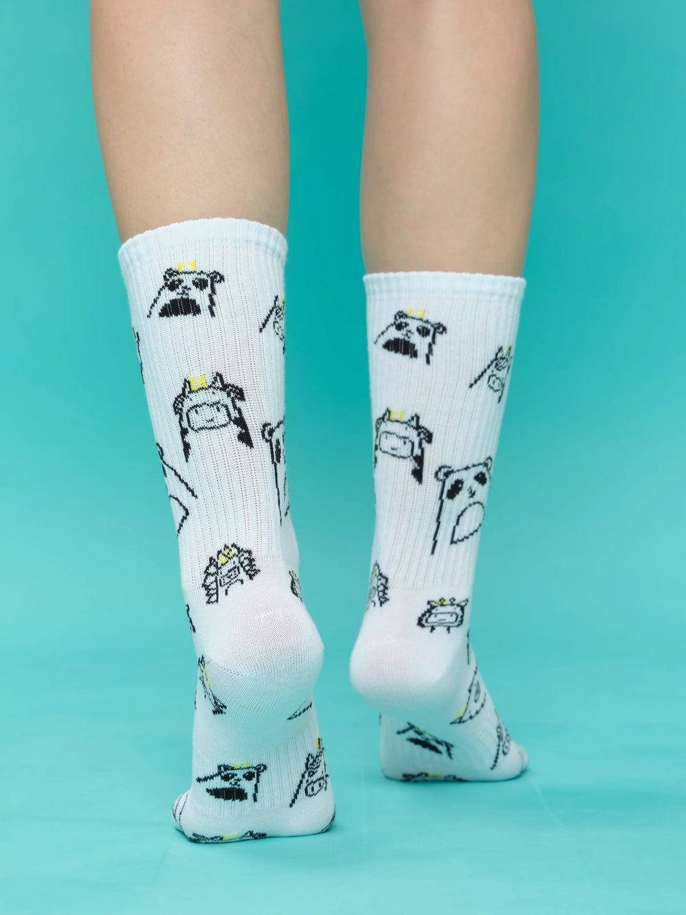 back view of animal socks
