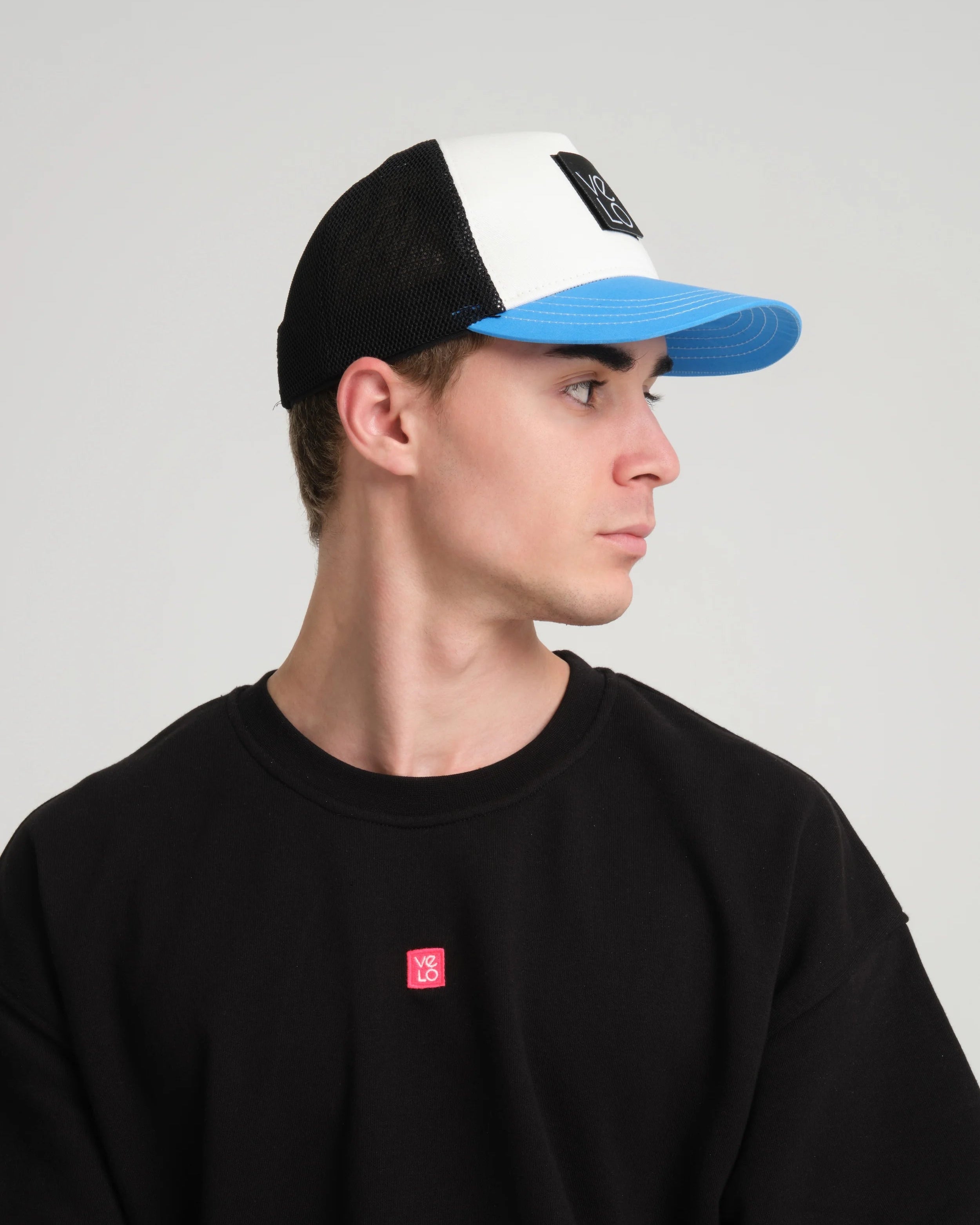 Aqua Blue Trucker Cap With Free Patch
