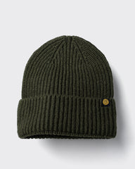 Army Green Lux Beanie on a light gray background