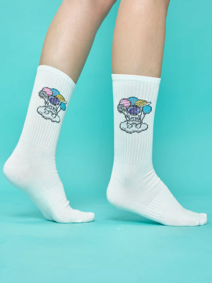 side view of white astronaut socks