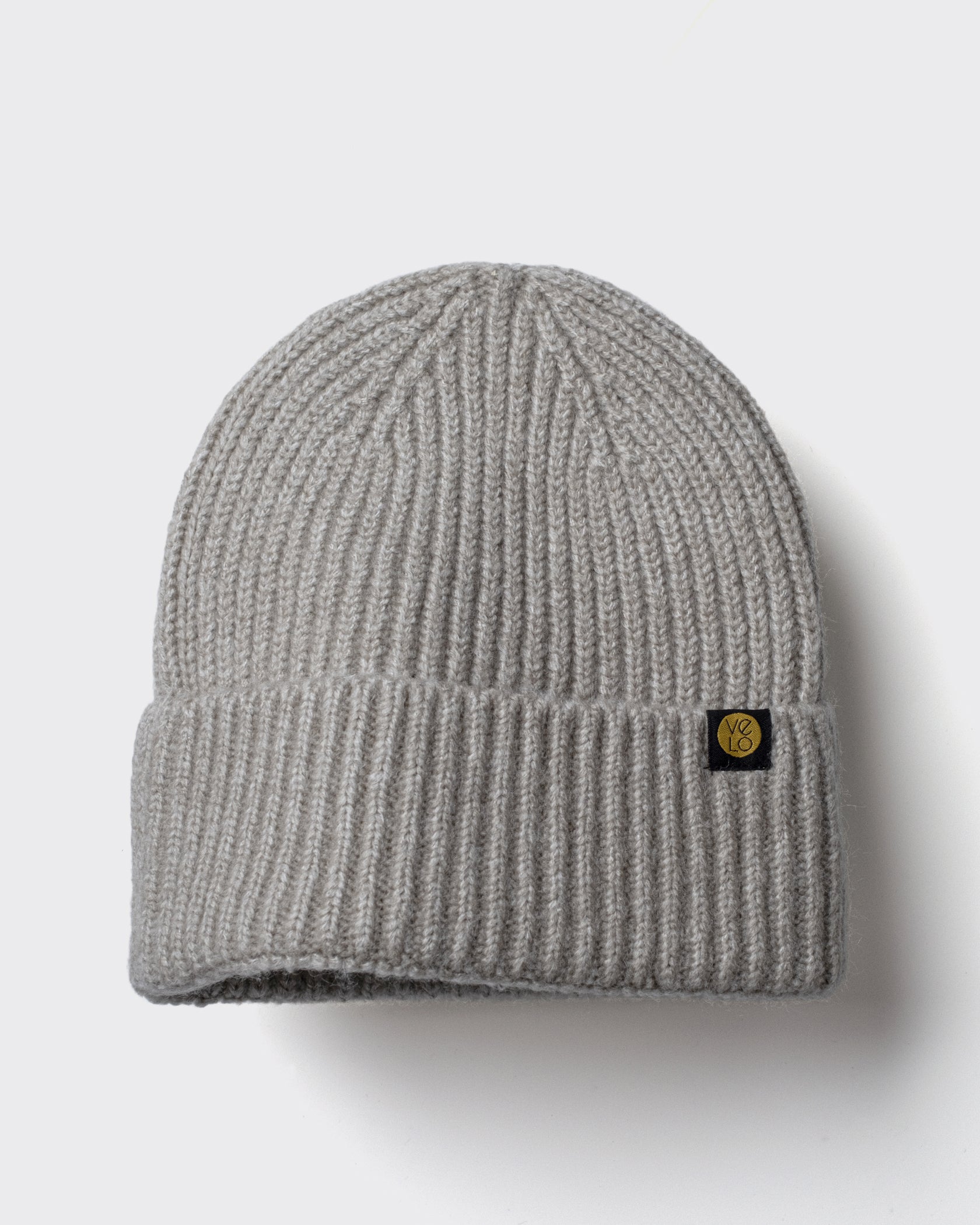 Beige Lux Beanie on a light gray background