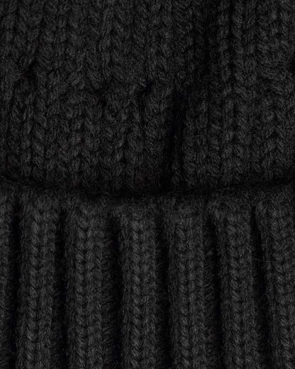 close look of black fisherman beanie 