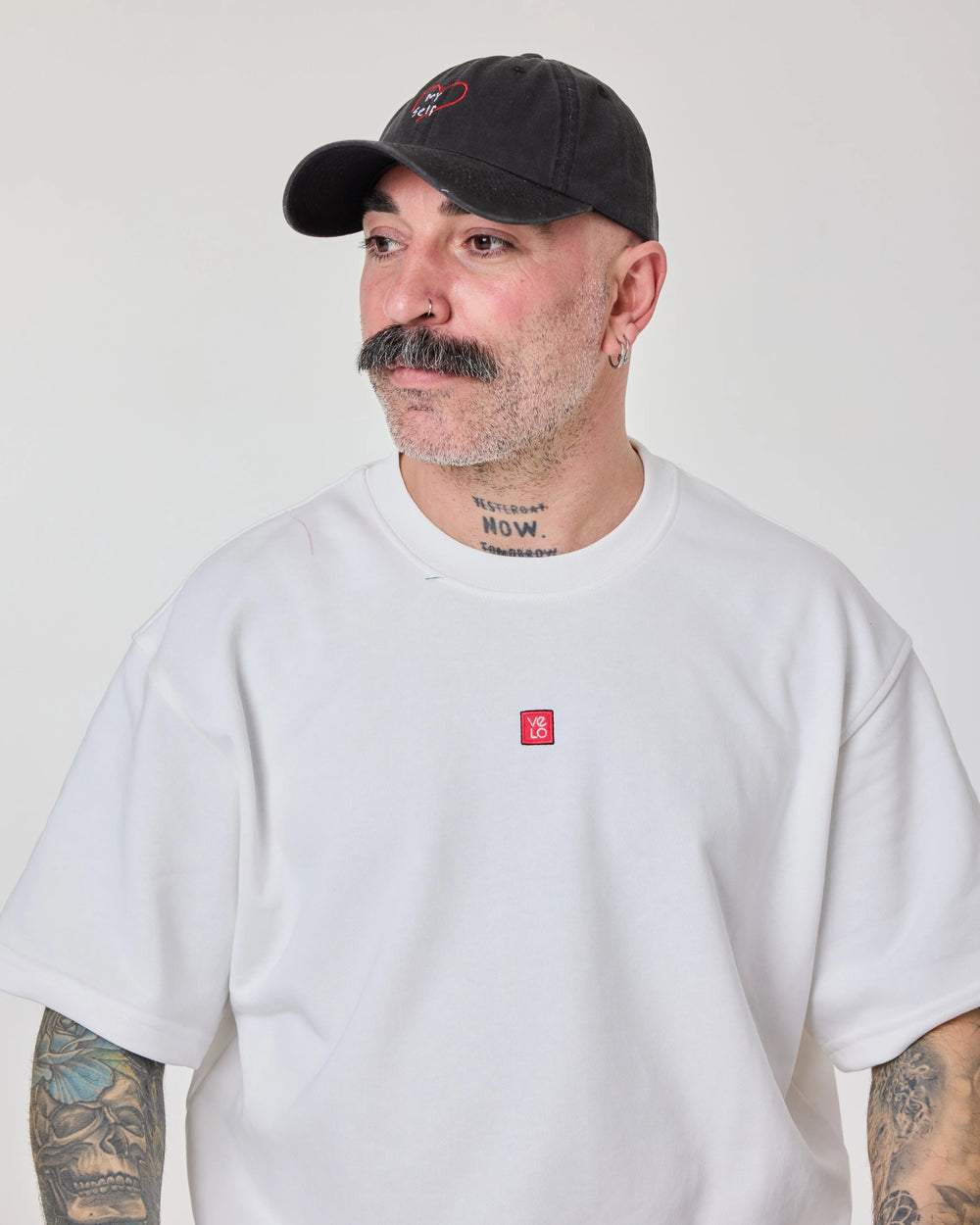 man wearing Love Myself Black Washed Cap Hat