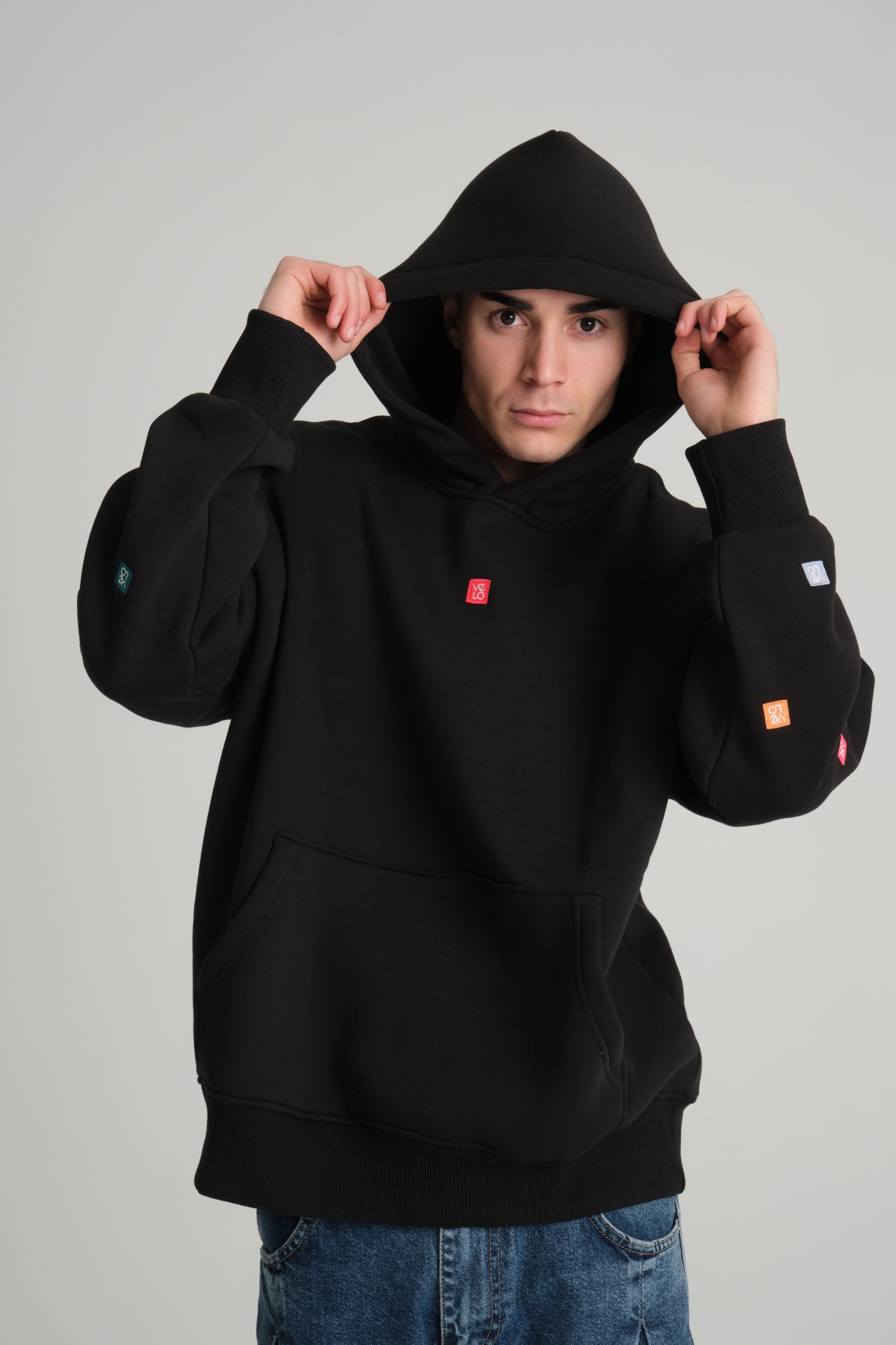 front view of Black Love Pixel Hoodie