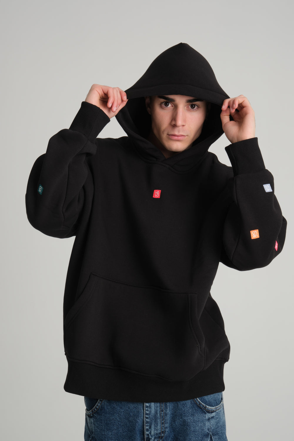 front view of Black Love Pixel Hoodie