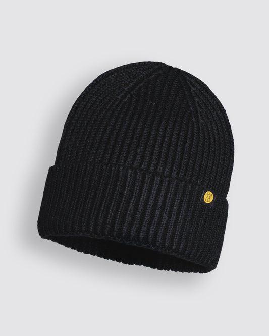 Front view of Black Lux Beanie