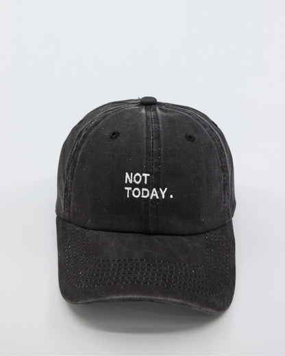 front view of Not Today Black Washed Cap