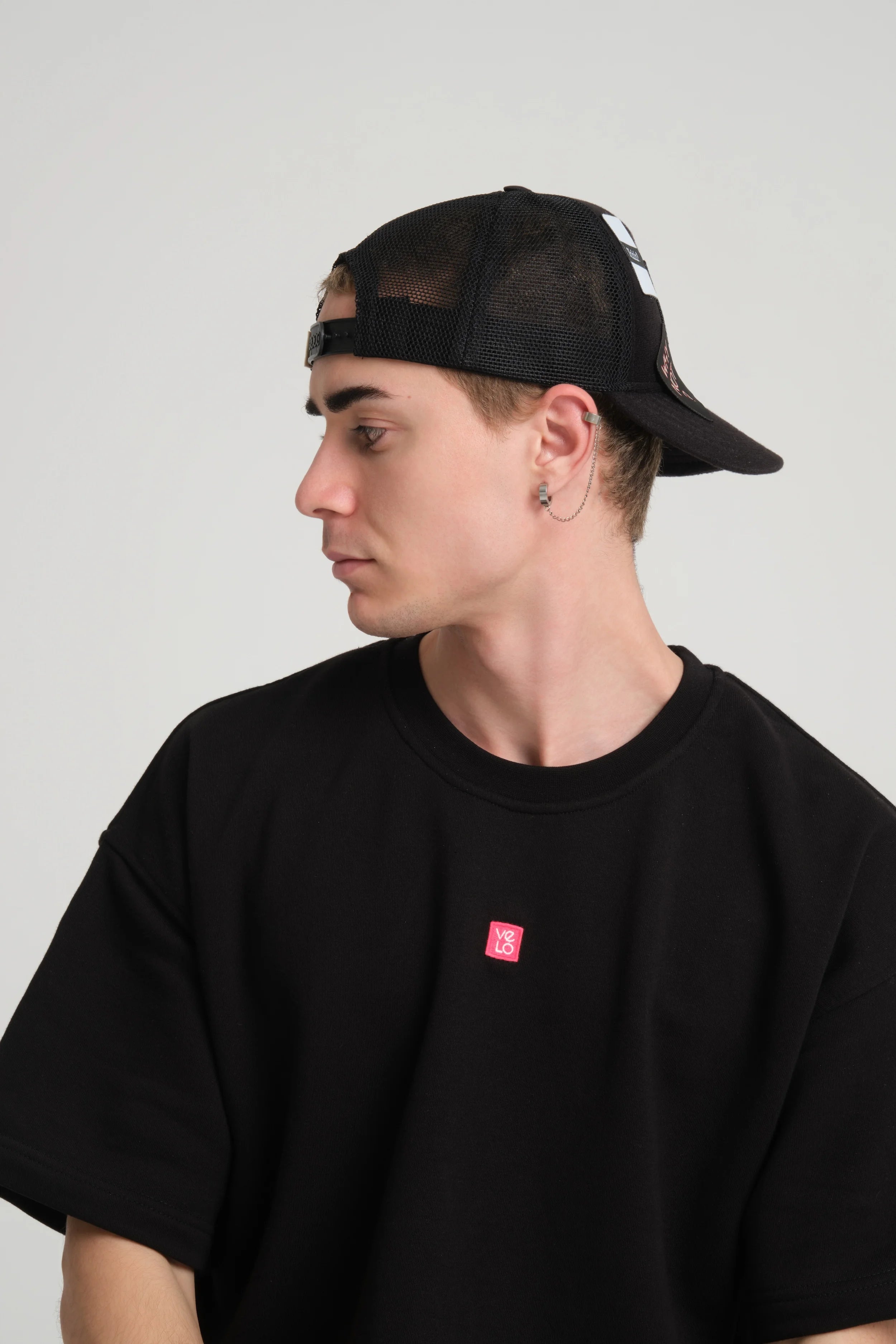 Black Trucker Cap With Free Patch