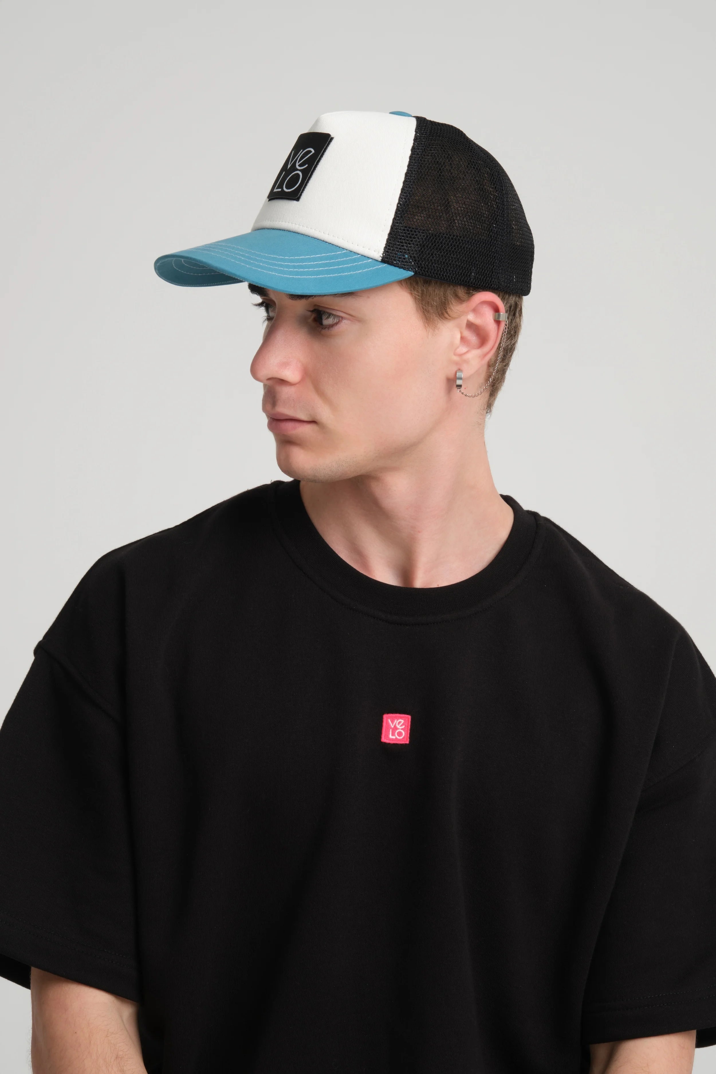 Blue Trucker Cap With Free Patch