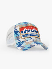 Side view of Born In Earth Blue Trucker Hat