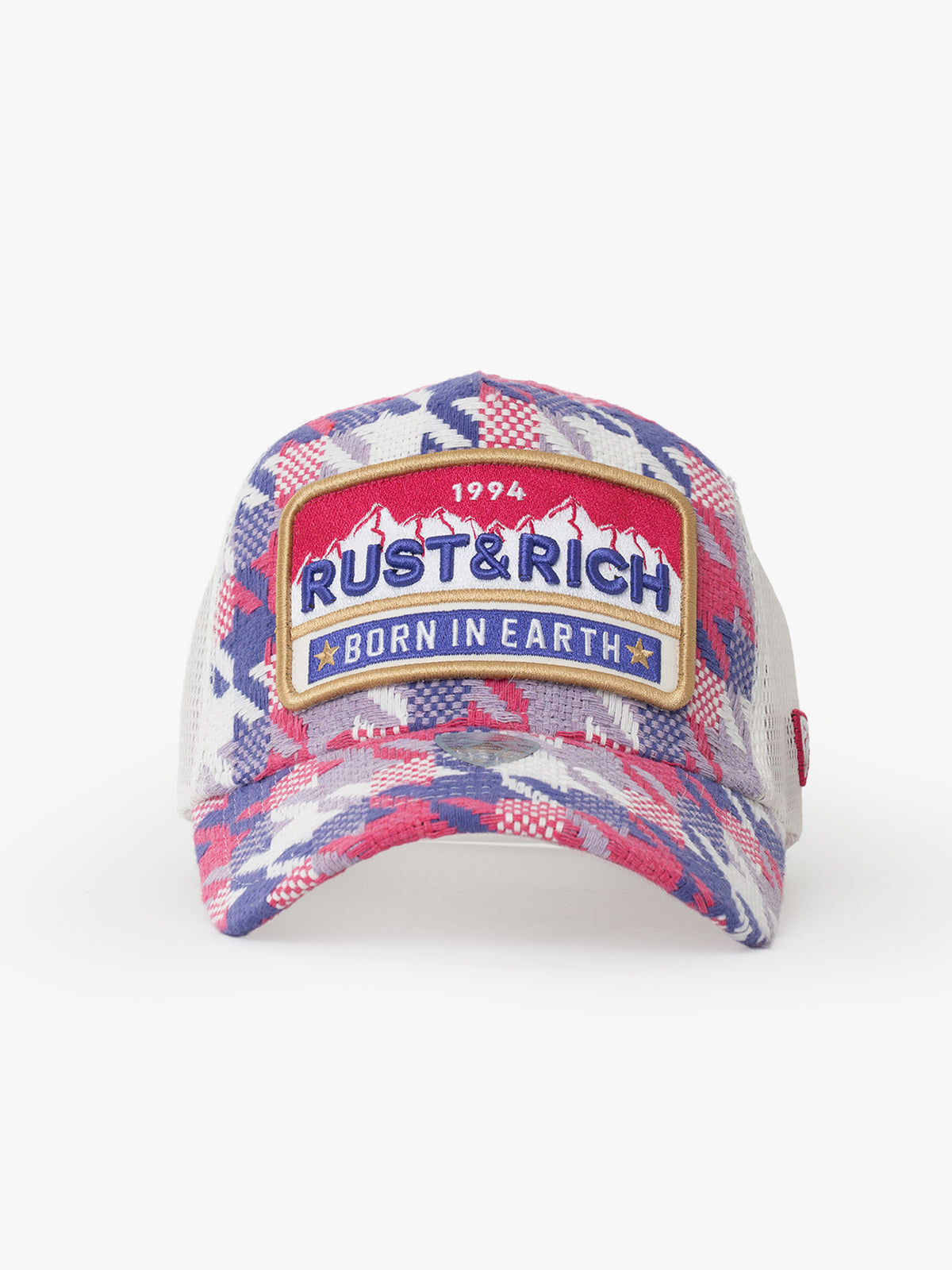 Front view of Born In Earth Pink Trucker Hat