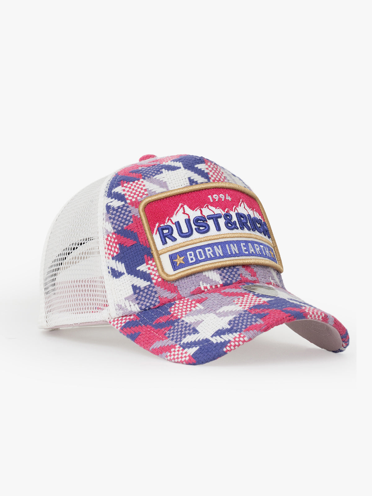 Side view of Born In Earth Pink Trucker Hat