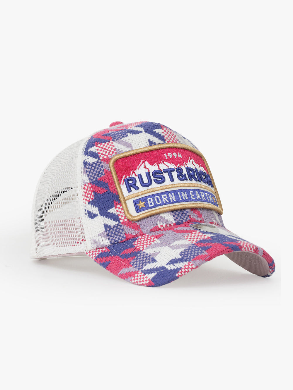 Side view of Born In Earth Pink Trucker Hat