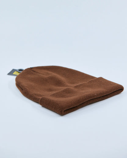Brown beanie on a light gray background