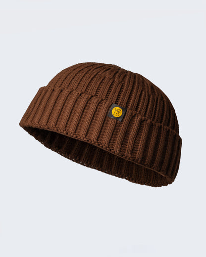 brown fisherman beanie on a white background