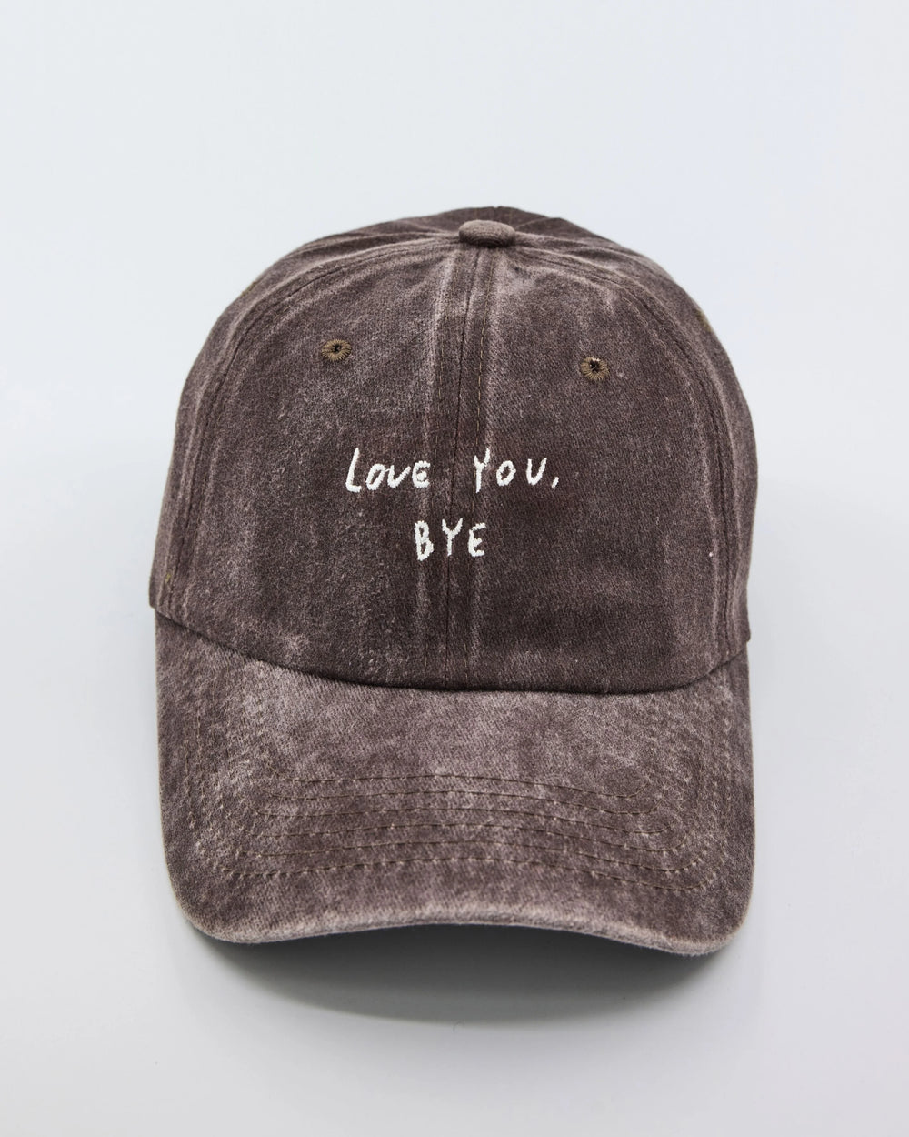front view of Love You Bye Brown Washed Cap