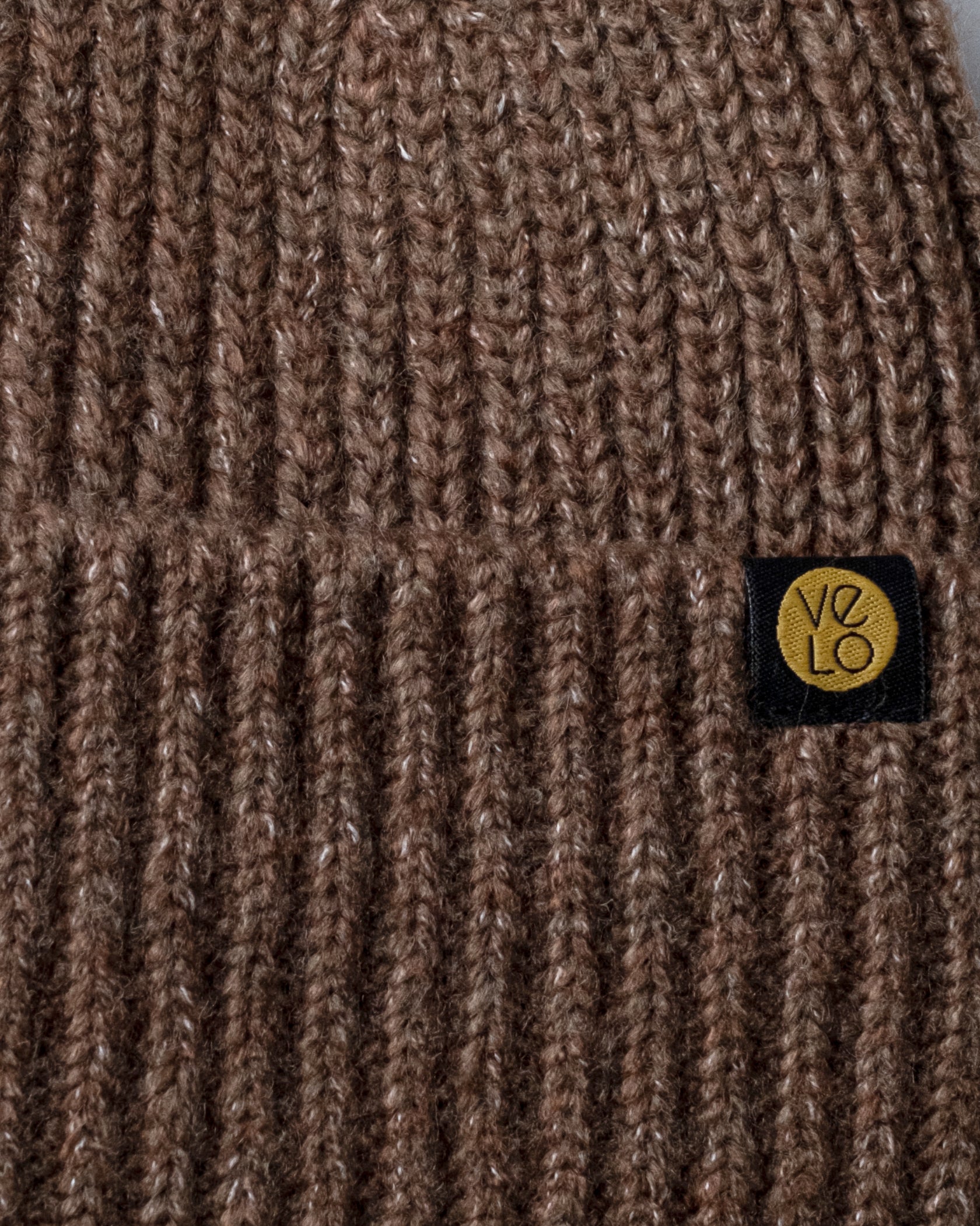 Close view of Brown Lux Beanie
