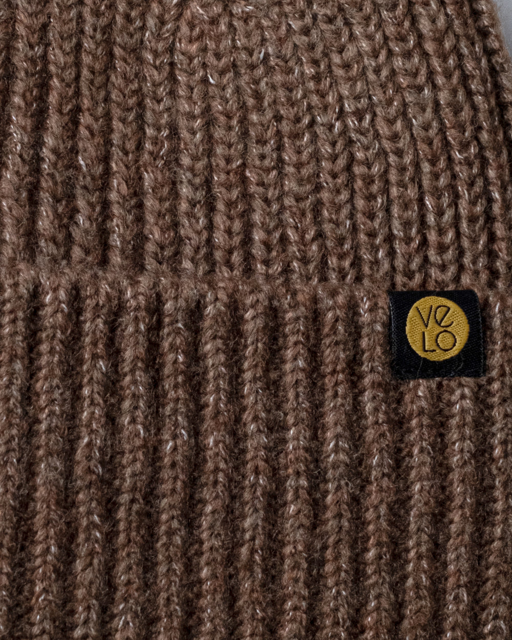 Close view of Brown Lux Beanie
