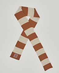 Brown & Cream unisex acrylic scarf flat lay in warm brown and soft oatmeal cream
