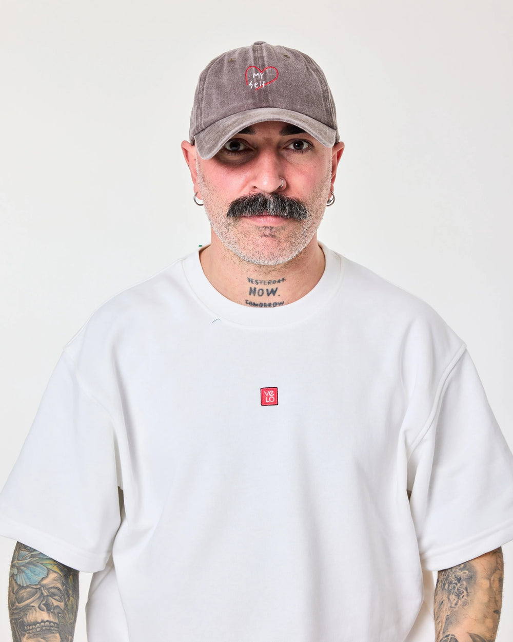 man wearing Love Myself Brown Washed Cap