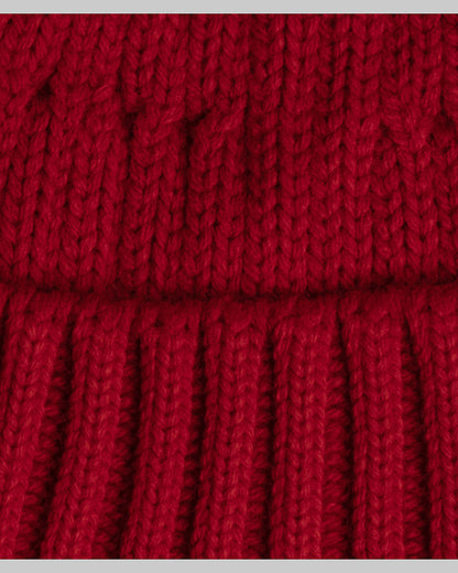 close look of burgundy fisherman beanie