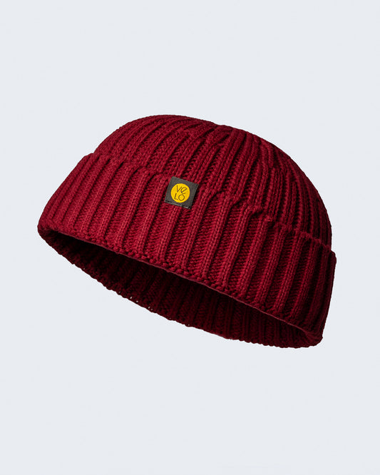 brgundy fisherman beanie product photo on a white background
