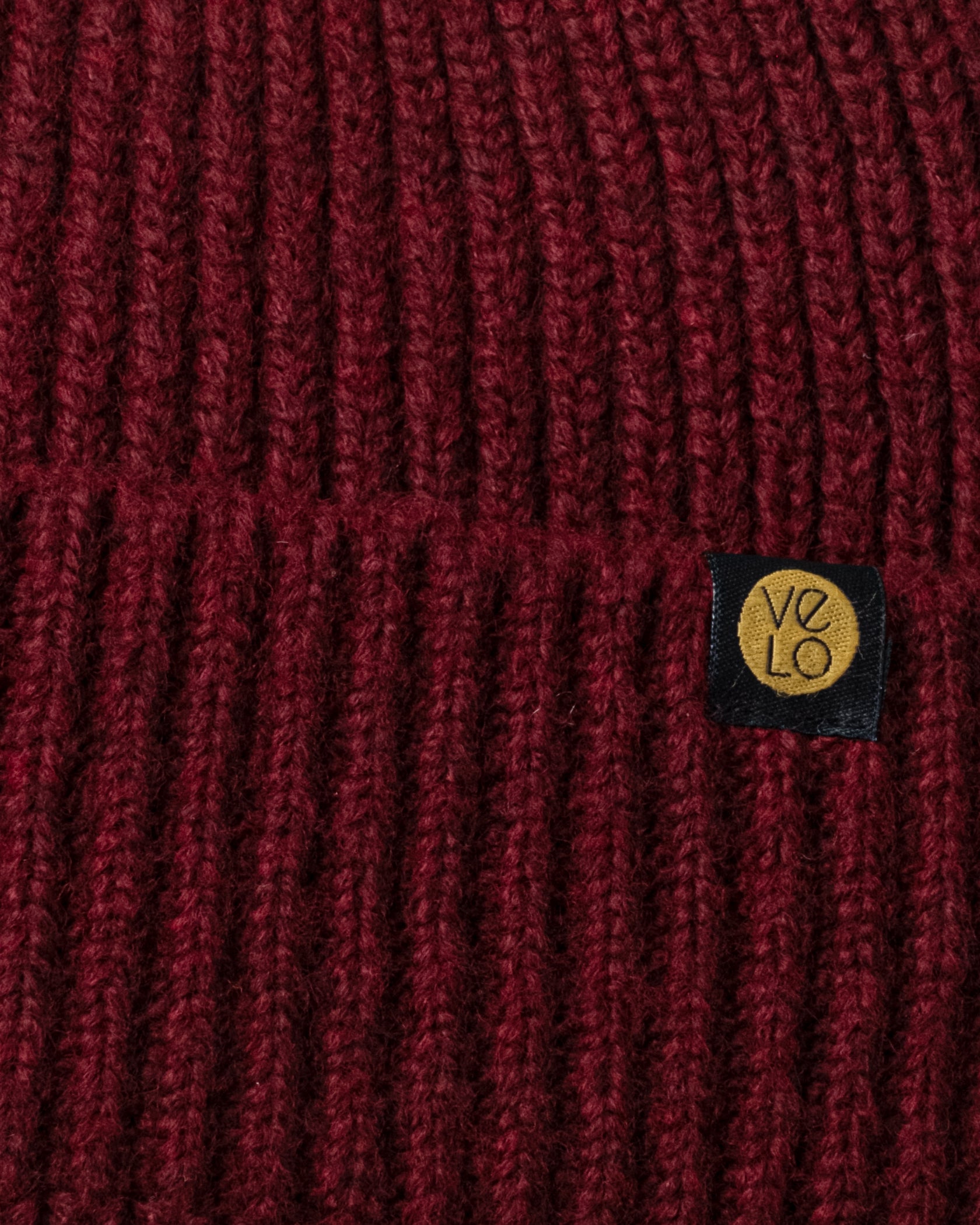Close view of Burgundy Lux Beanie