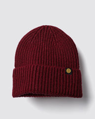 Burgundy Lux Beanie on a light gray background