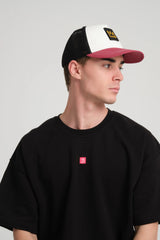 Burgundy Trucker Cap With Free Patch