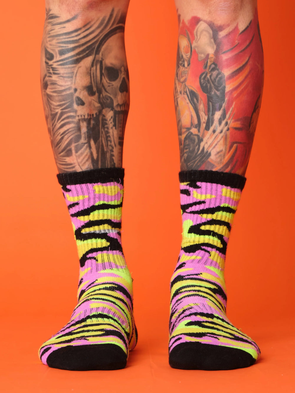 front view of camouflage socks