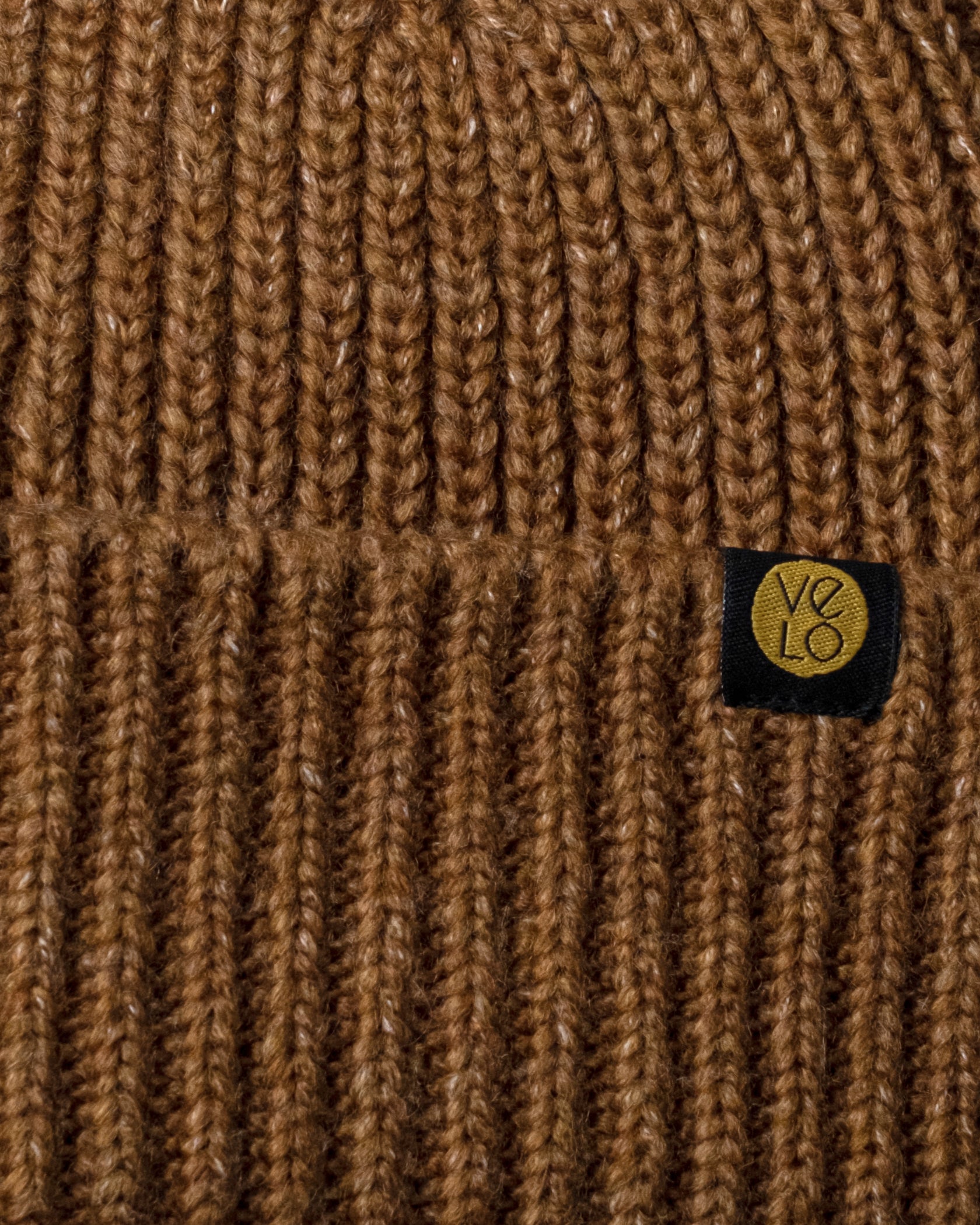 Close view of Caramel Brown Lux Beanie