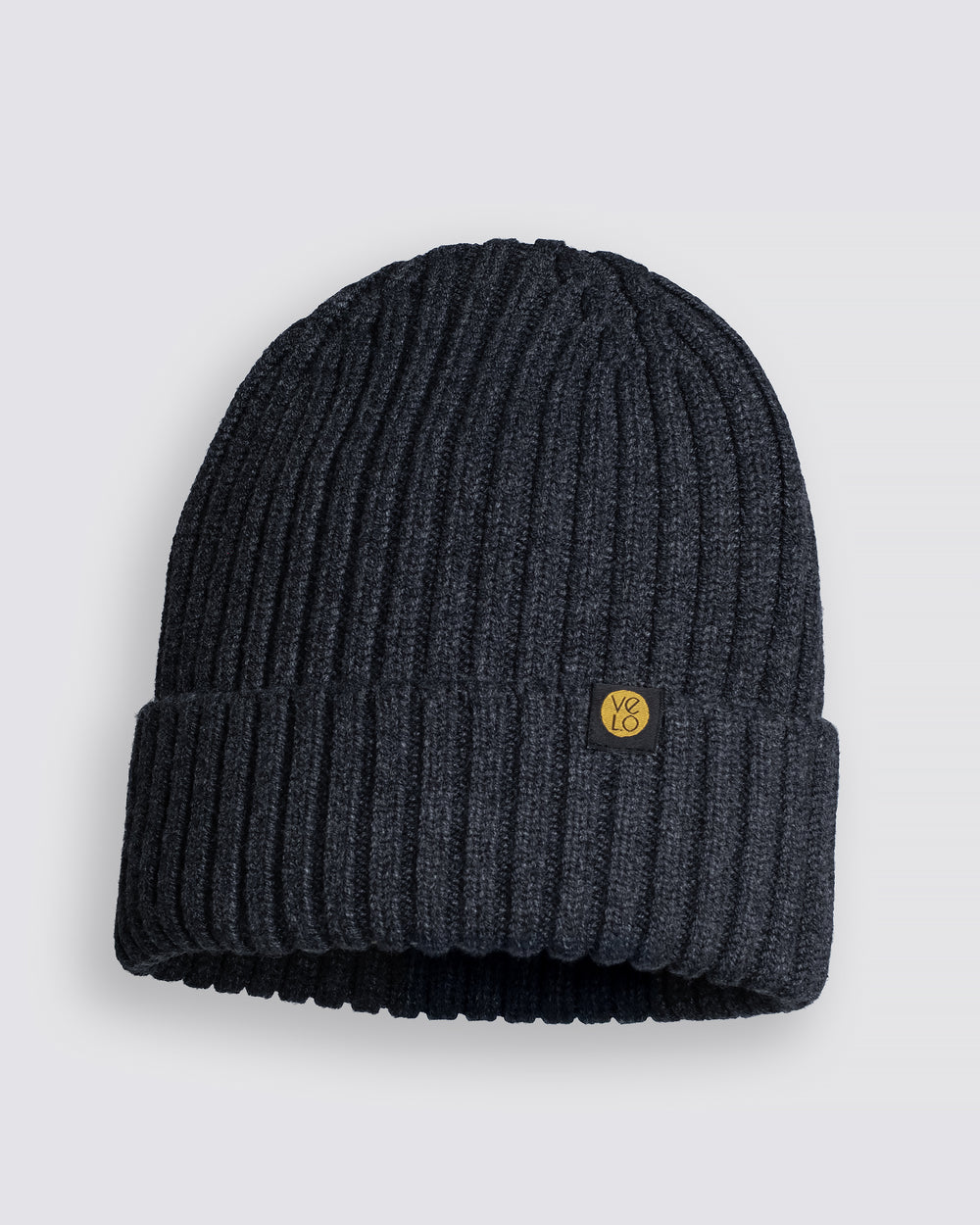 Charcoal Gray Classic Beanie with a brand logo on a light gray background