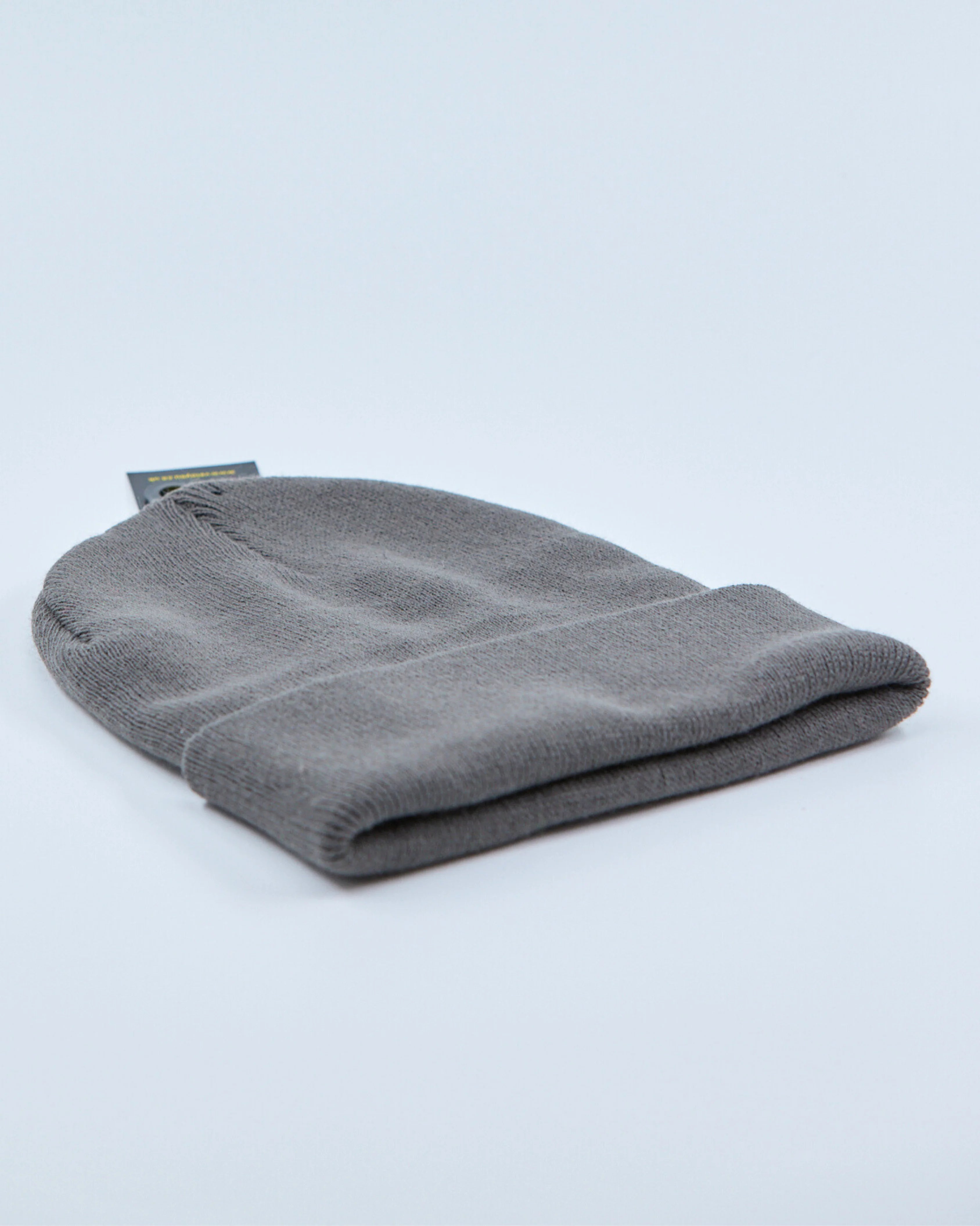 Gray beanie on a light gray background