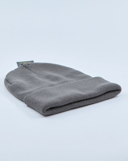 Gray beanie on a light gray background