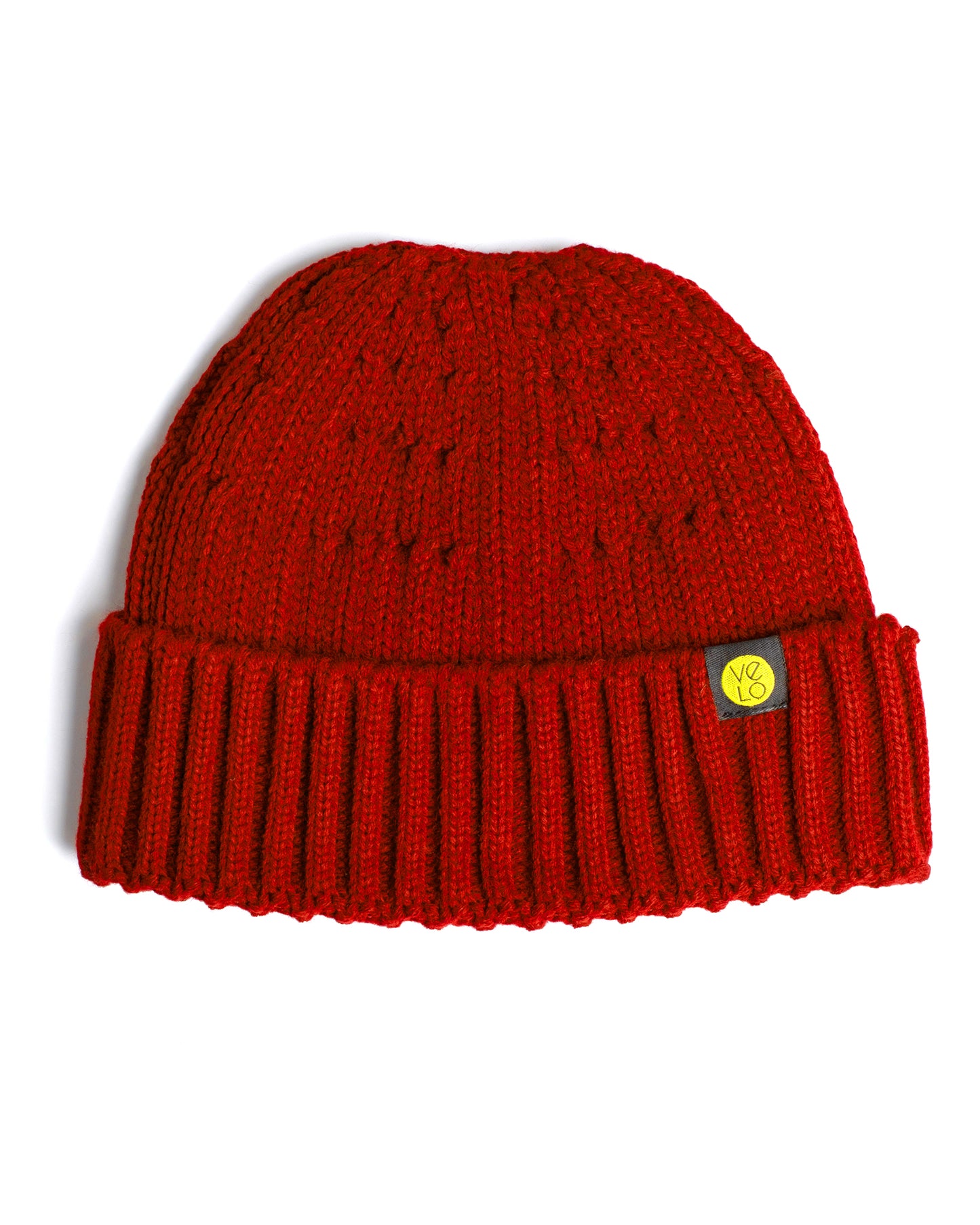 product photo of chill red fisherman beanie on a white background