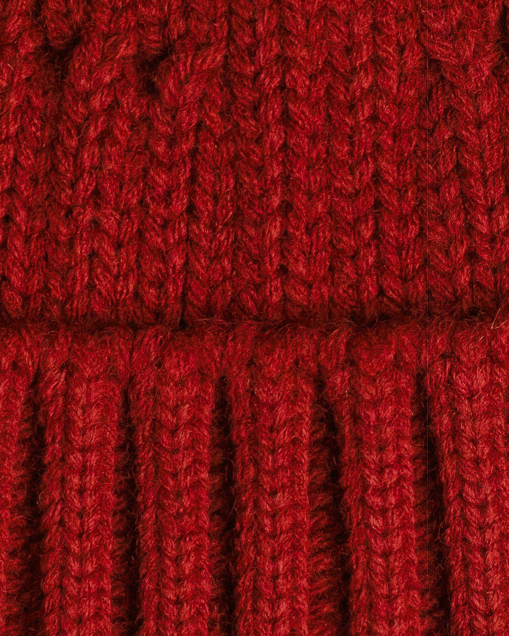 close look of chill red fisherman beanie