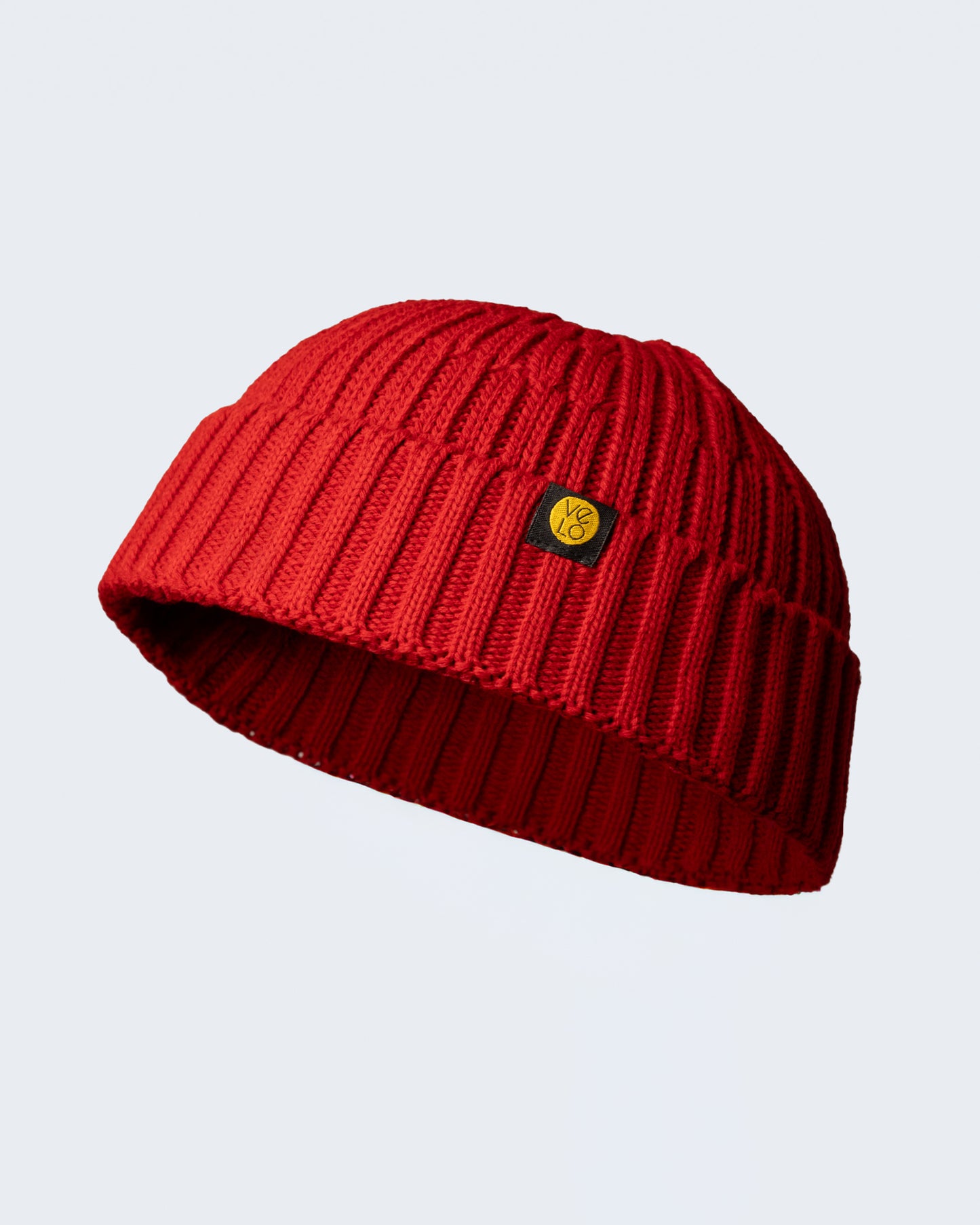 product photo of chill red fisherman beanie on a white background