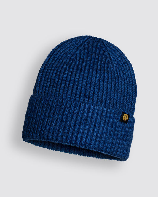 Front view of Cobalt Blue Lux Beanie
