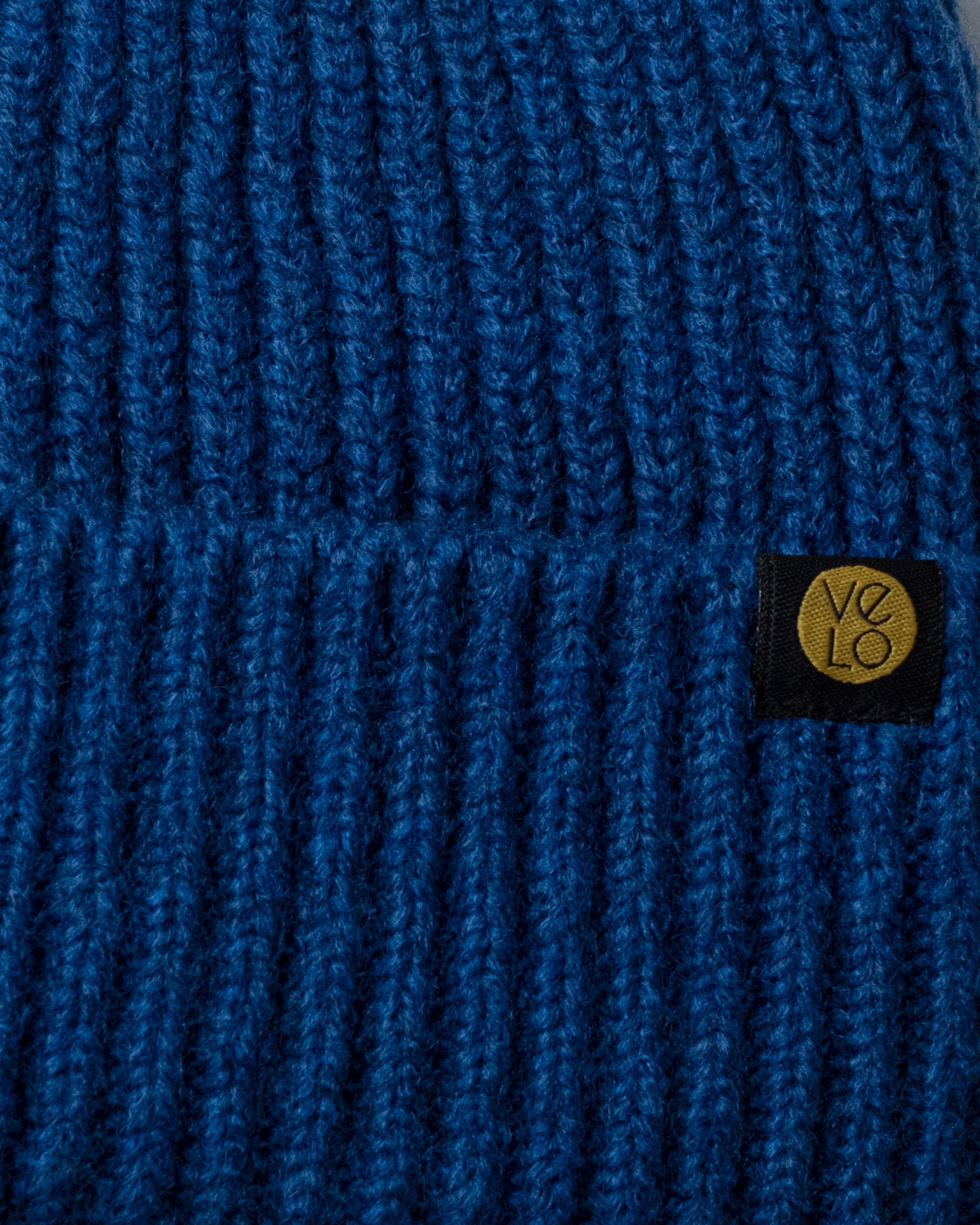 Close view of Cobalt Blue Lux Beanie