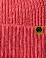 Close view of Coral Lux Beanie