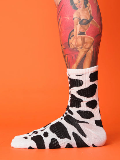 side view of cow socks