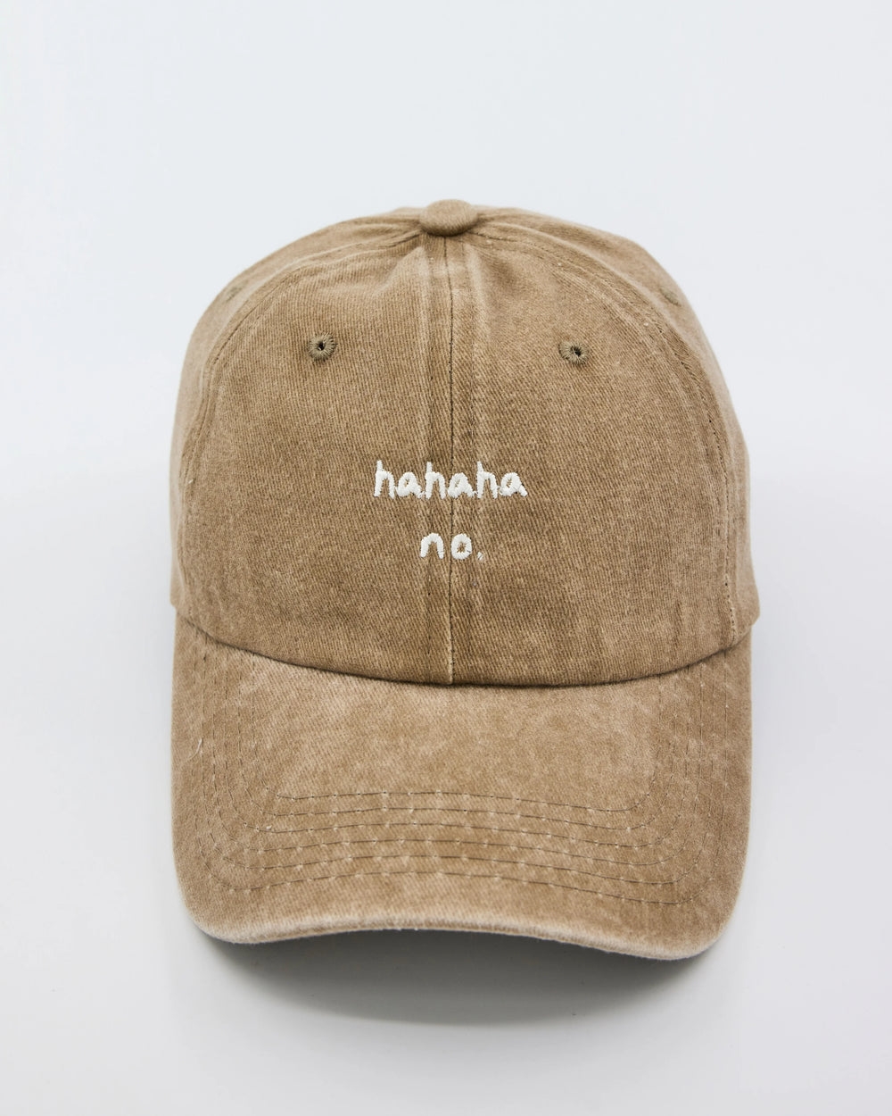 front view of Hahaha No Cream Washed Cap