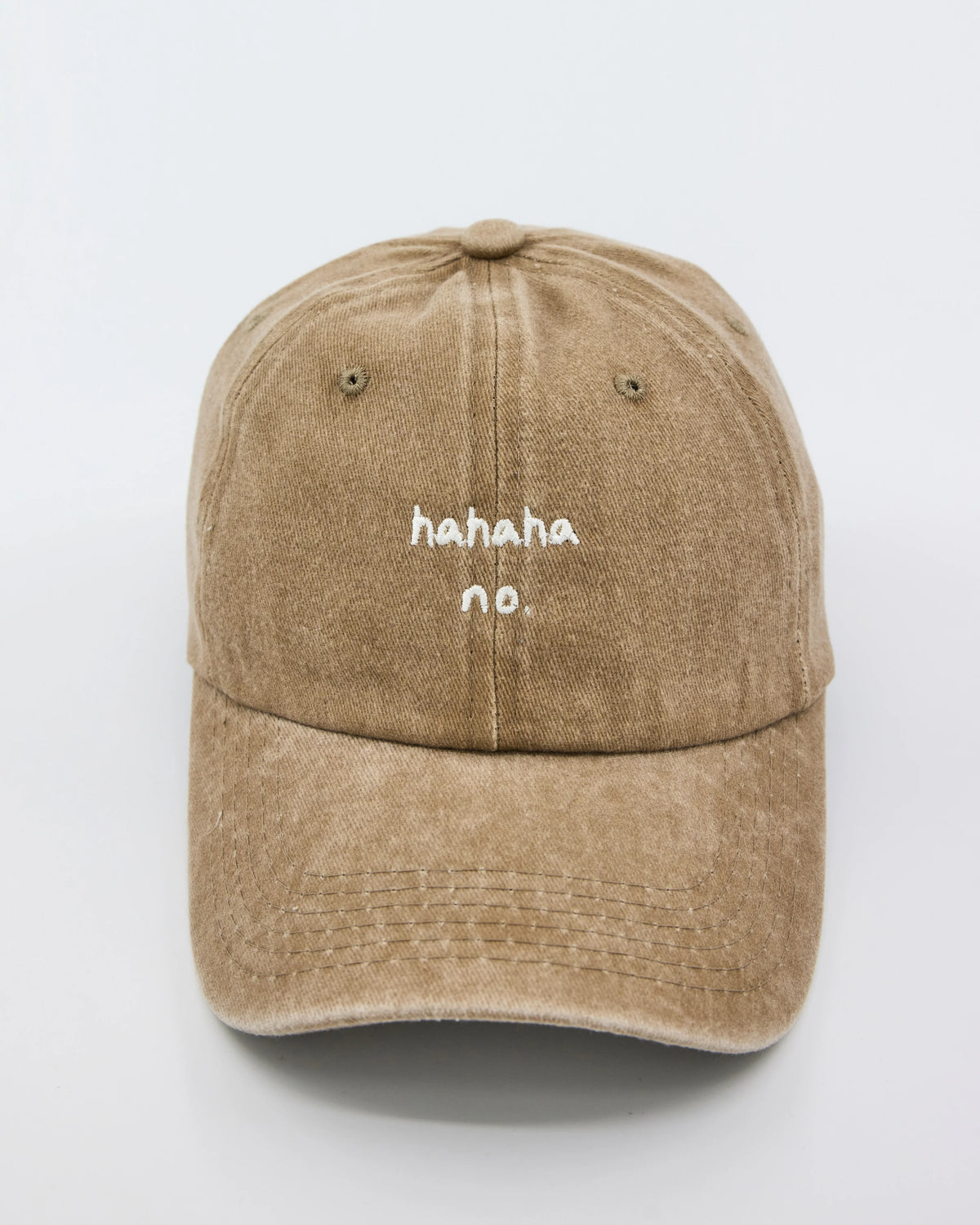 front view of Hahaha No Cream Washed Cap
